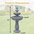 thumbnail image 3 of Alukang 41" Italian Outdoor Water Fountain, 3-Tier Garden Fountains and Waterfall with Pump & Pineapple Finial, Freestanding Resin Waterfall Fountain Feature for Patio,Backyard,Home Decor, Gray, 3 of 10