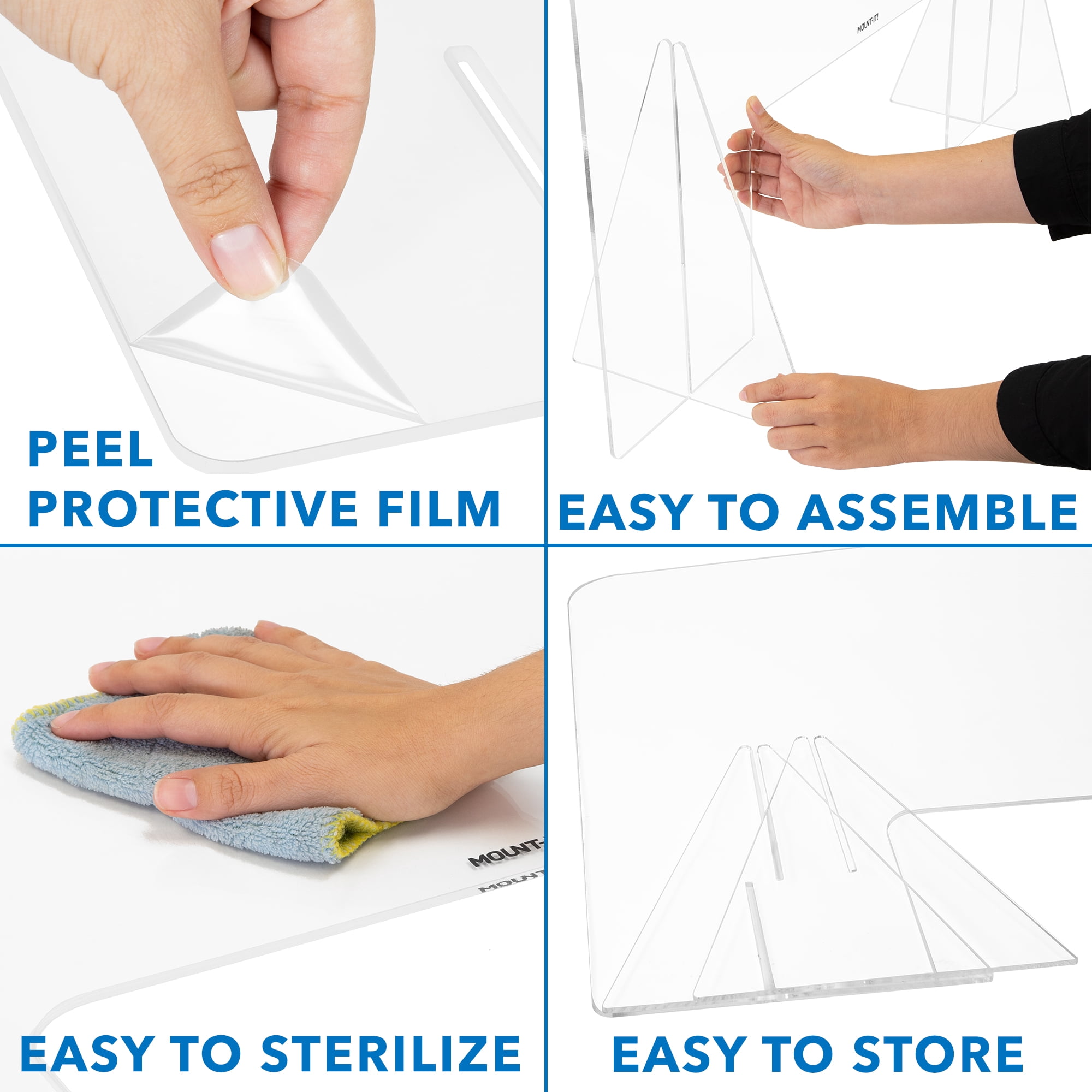 Mount-It! Acrylic Protective Sneeze Guard 47.2" x 23.6" x 9" | Clear Plexiglass