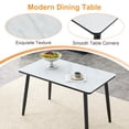 thumbnail image 6 of Hi loPres 47" Tempered Glass & MDF Composite Tabletop Dining Table, Modern White Faux Marble Kitchen Table with Black Metal Legs for Small Spaces and Apartments, 6 of 8