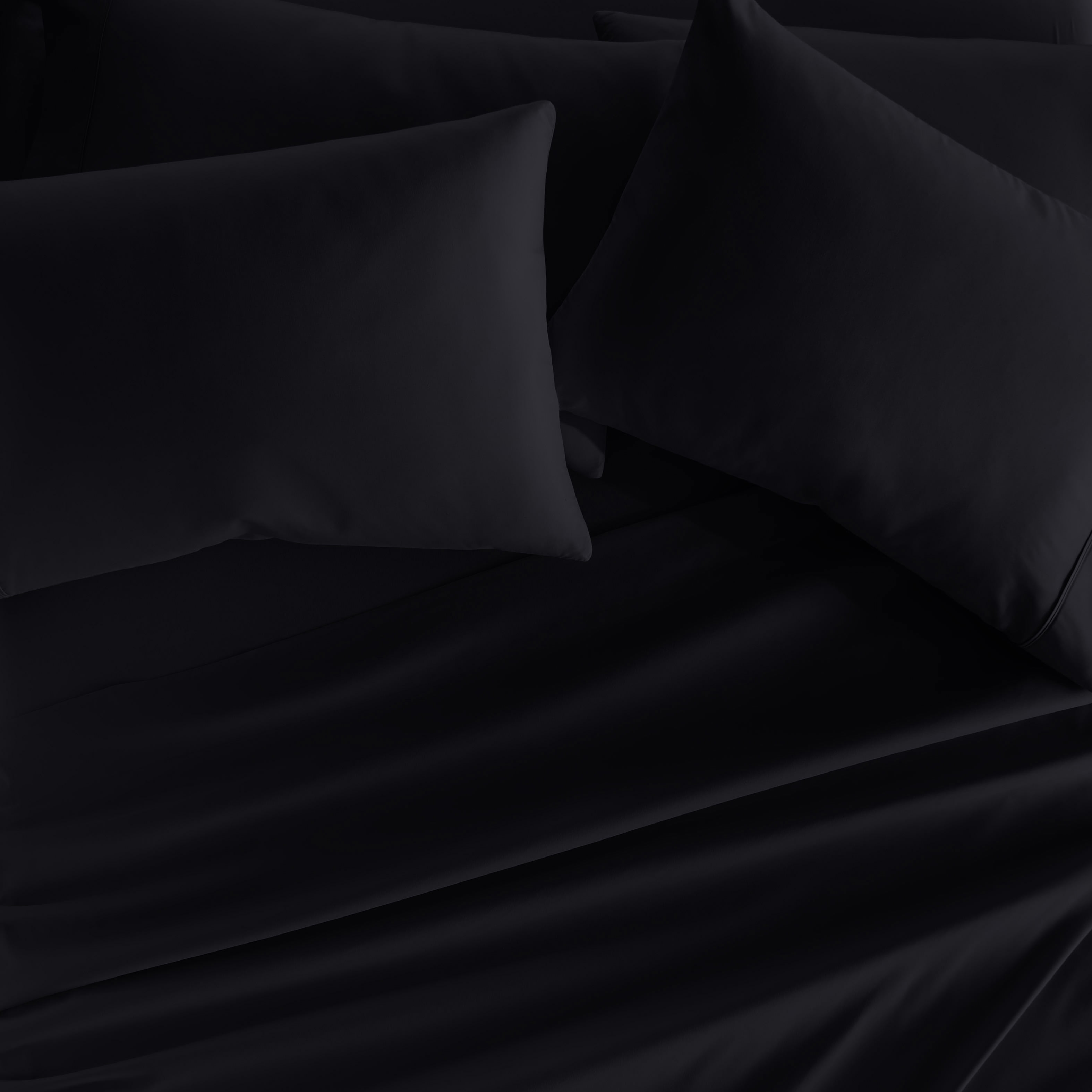 Queen, Black Solid Microfiber 6 Piece Bed Sheet Set, by Noble Linens