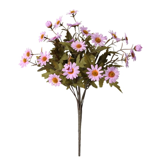 Artificial Sunset Mums Outdoor - Weather Resistant Fall Flowers with Green Leaves, Daisy Blooms for Garden Porch Planter Decor, Waterproof Windproof Autumn Home Decorations