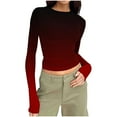 thumbnail image 2 of Taqqpue Women Long Sleeve Shirts Crew Neck Slim Fit Blouse Tops Basic Tee Outfits Underscrubs Layer Clothes Casual Crop T-Shirt, 2 of 8