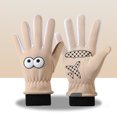 thumbnail image 2 of NAISIBABY Boys Girls Winter Gloves, Plush Fleece 5-Finger Thick Warm Cycling Gloves Handwear for Kids Beige Size M, 2 of 5