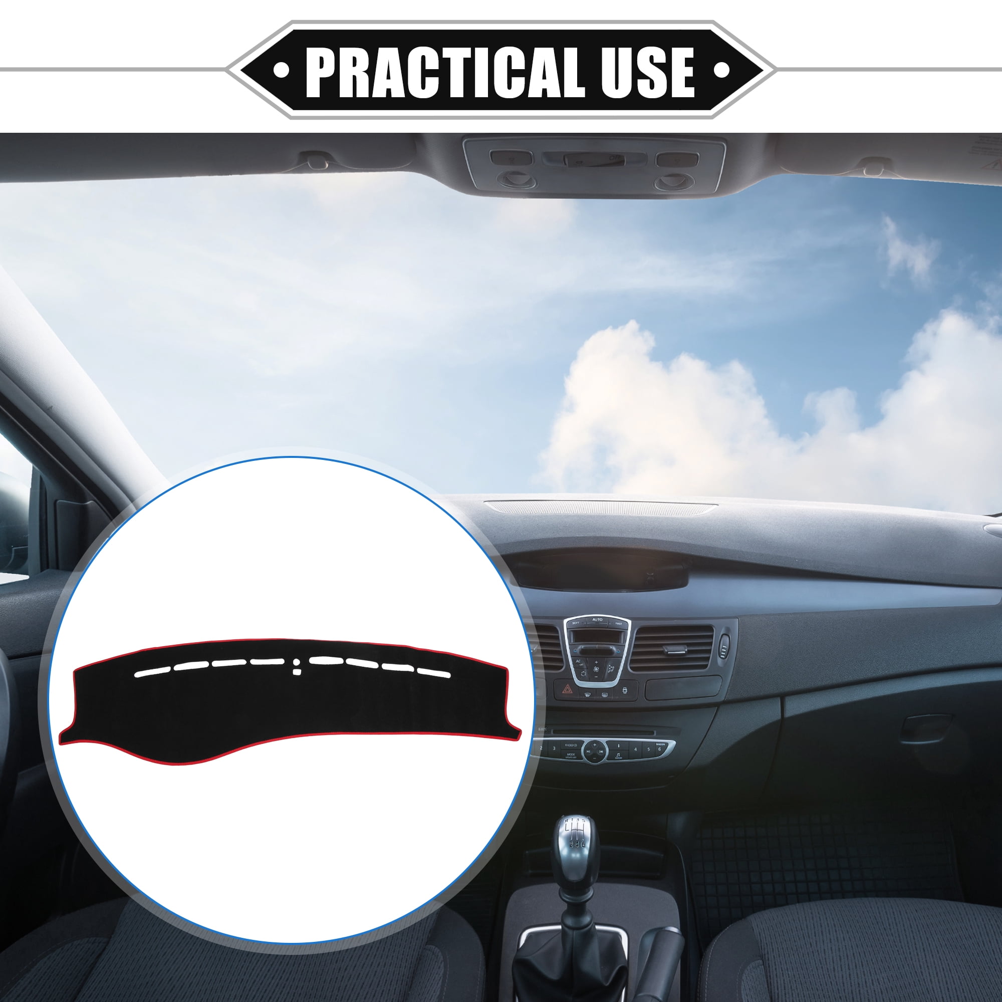Dashboard Cover for Hyundai Sonata 2002-2005 Non-slip Polyester Black Red Dash Cover Mat Protector Cover