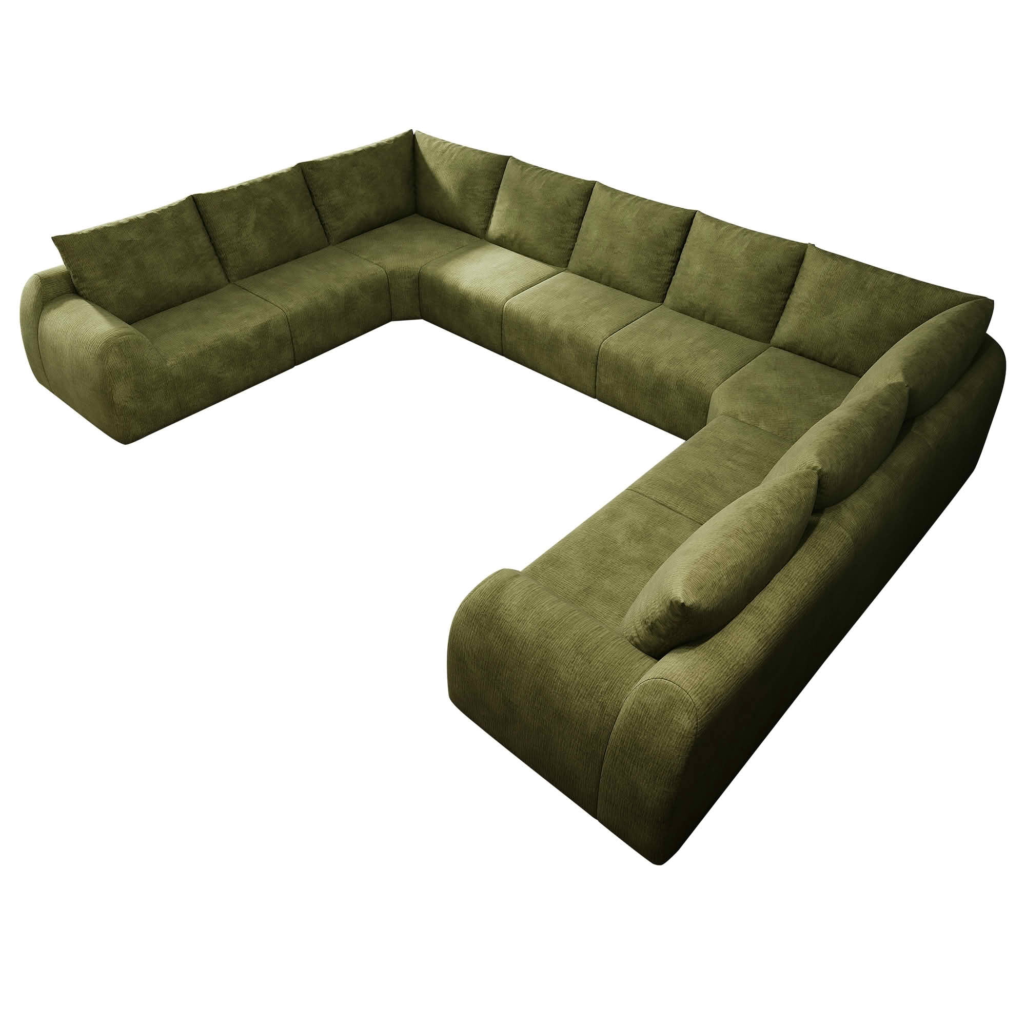 MAYEERTY 161.9 Inch 9-Seat U Shape Cloud Modular Sectional Sofa, Vacuum Compressed Chenille Fabric Couch, No Assembly Needed for Living Room