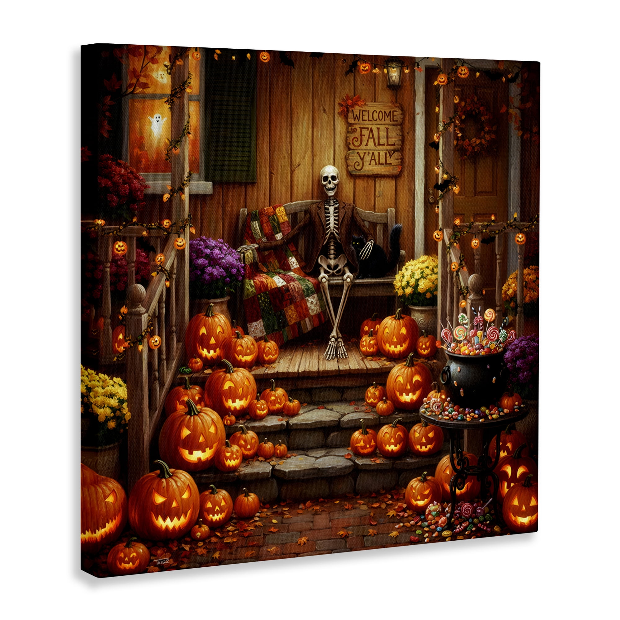 Stupell Industries Welcome To Fall Skeleton Porch Canvas Wall Art, design by Tabz Jones