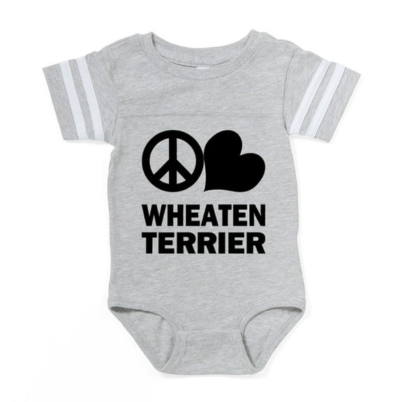 CafePress - FIN Peace Love Wheaten Terrier Baby Football Bodys - Cute Infant Baby Football Bodysuit