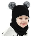 thumbnail image 2 of UngA Kids Winter Hat Scarf Boys Girls Knit Earflap Beanie Double Thicken Lining Windproof Ski Cap for Toddler Kids (Black,2-7 Years), 2 of 4