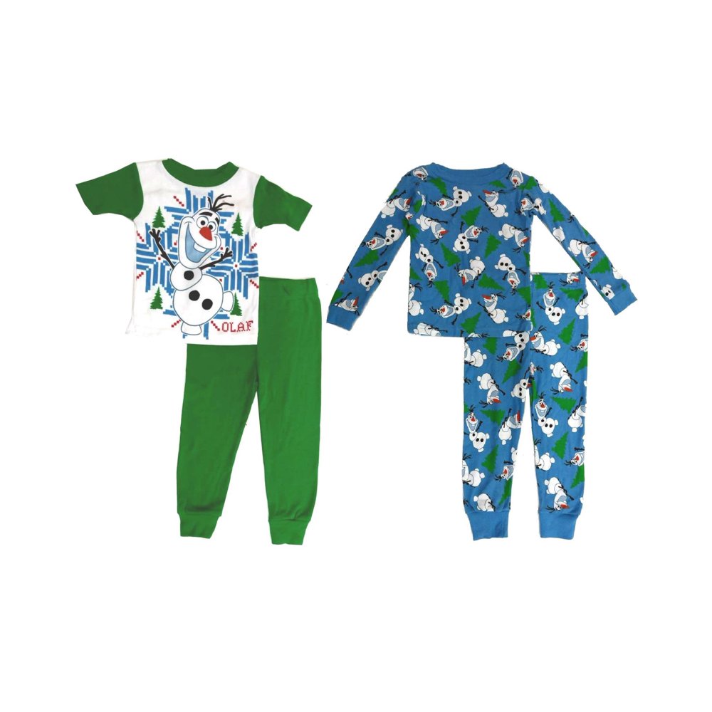 Disney Boys' Pajamas 4 Piece Frozen Olaf Lons Sleeve Tops and Lounge