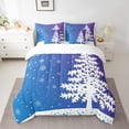 thumbnail image 2 of Christmas Bed In A Bag For Kids Girls,Ombre Gradient Bed Sheets Set,Christmas Snowflake Tree Bed Set,Winter Snow Queen Comforter Set 7 Piece,Blue Purple Bedding Comforter Sets,Soft 3 For All Season, 2 of 4