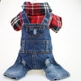 thumbnail image 5 of Ropa para mascotas Teddy bear dog mono de mezclilla a cuadros grande de cuatro patas primavera, otoño e invierno, 5 of 5