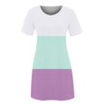 thumbnail image 3 of Ersazi Robe pour Femmes 2023 Mode pour Femmes Col Rond Chandail à Enfiler avec Manches Courtes Imprimées Décontractée Ample Longueur Genou en Liquidation Bleu G, 3 of 4