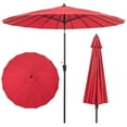 thumbnail image 1 of Costway Parasol de Marché Rond pour Patio de 9 Pi avec Inclinaison à Bouton-Poussoir, Manivelle, Toit Ventilé Vin, 1 of 10