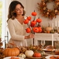 thumbnail image 6 of Lilixerw Halloween Pumpkin Pick Stem Decoration, Multi‑Head Artificial Pumpkin Spray In Solid Bright Orange Tone, for Vase, Centerpiece and Floral Arrangement, 13.38x7.87 inch, 6 of 7