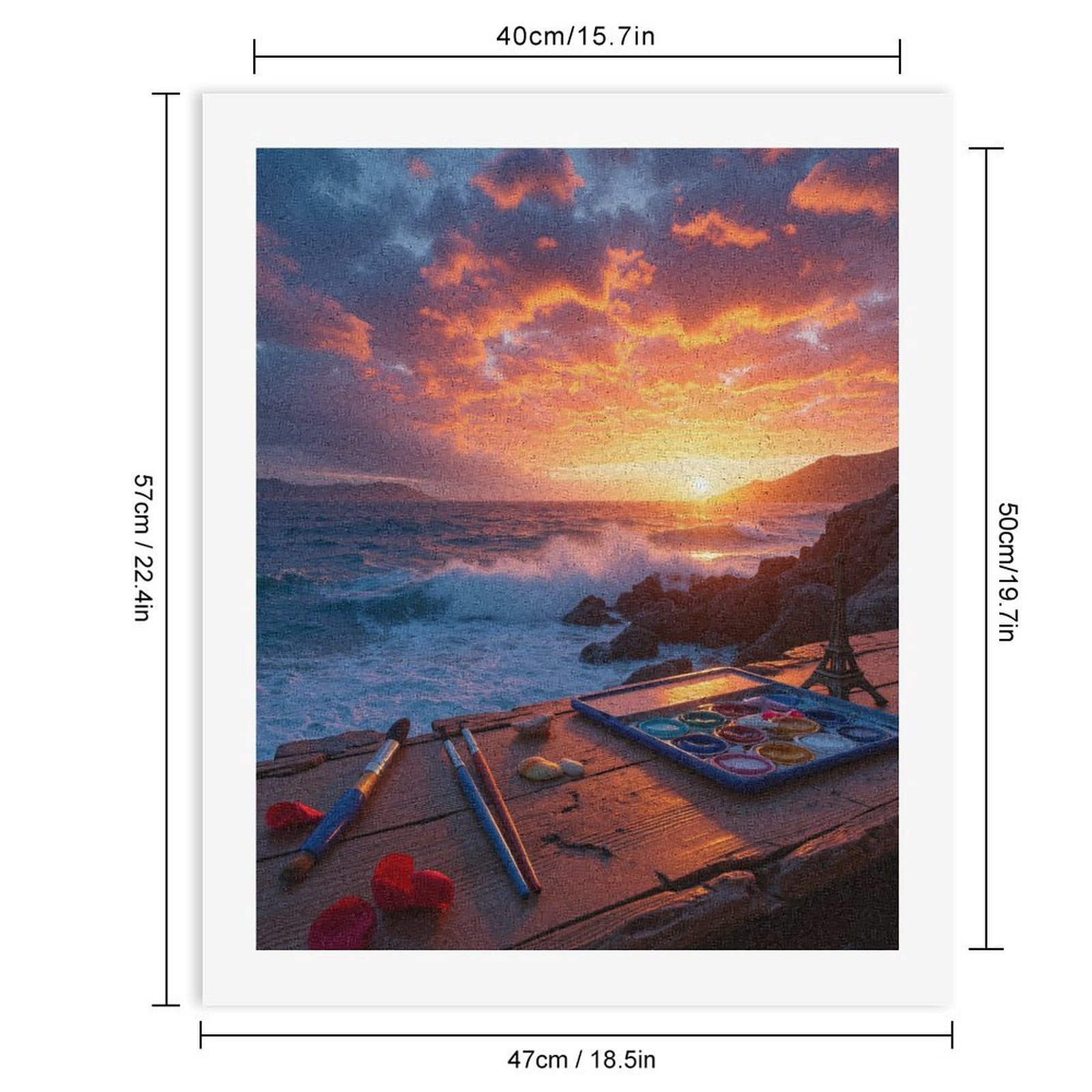 Paint By Numbers Kit for Adults Beginner - Sunset Ocean Art Supplies Beach DIY Canvas Painting Kits for Adults, Frameless Paint By Number for Adults for Home Wall Decor 16x20 Inch