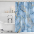 thumbnail image 4 of Light Blue Marble Waterproof Fabric Shower Curtain,Ink Painting Art Luxury Modern Waterproof Fabric Shower Curtain for Bathroom Curtains Bathtubs Hotel Shower Curtains with 12 Hooks Long 72x78in, 4 of 8