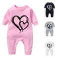 thumbnail image 4 of Zwiiyzr 2025 Newborn Baby Clothes Kids Girls Boys Long Sleeve Valentine's Day Heart Print T-Shirt Romper Newborn First Outfit One Piece Clothes White, 4 of 4