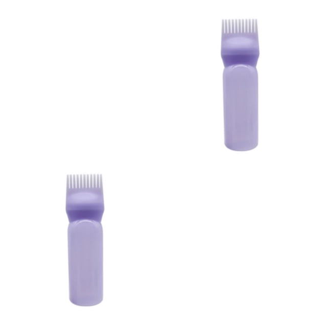 Qarigey Botella recargable de tinte para el cabello, botellas de champú, aplicador dispensador, herramientas de punta de cepillo ligera, Púrpura 2piezas