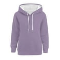 thumbnail image 3 of TRUBKH hoodies for women Fleece Sweatshirts womens long sleeve tops comfrt hoodie pullover sweaters for women Autumn Solid Color Pocket Loose Casual Long Sleeved Hooded Sweatshirt Purple 2XL, 3 of 3