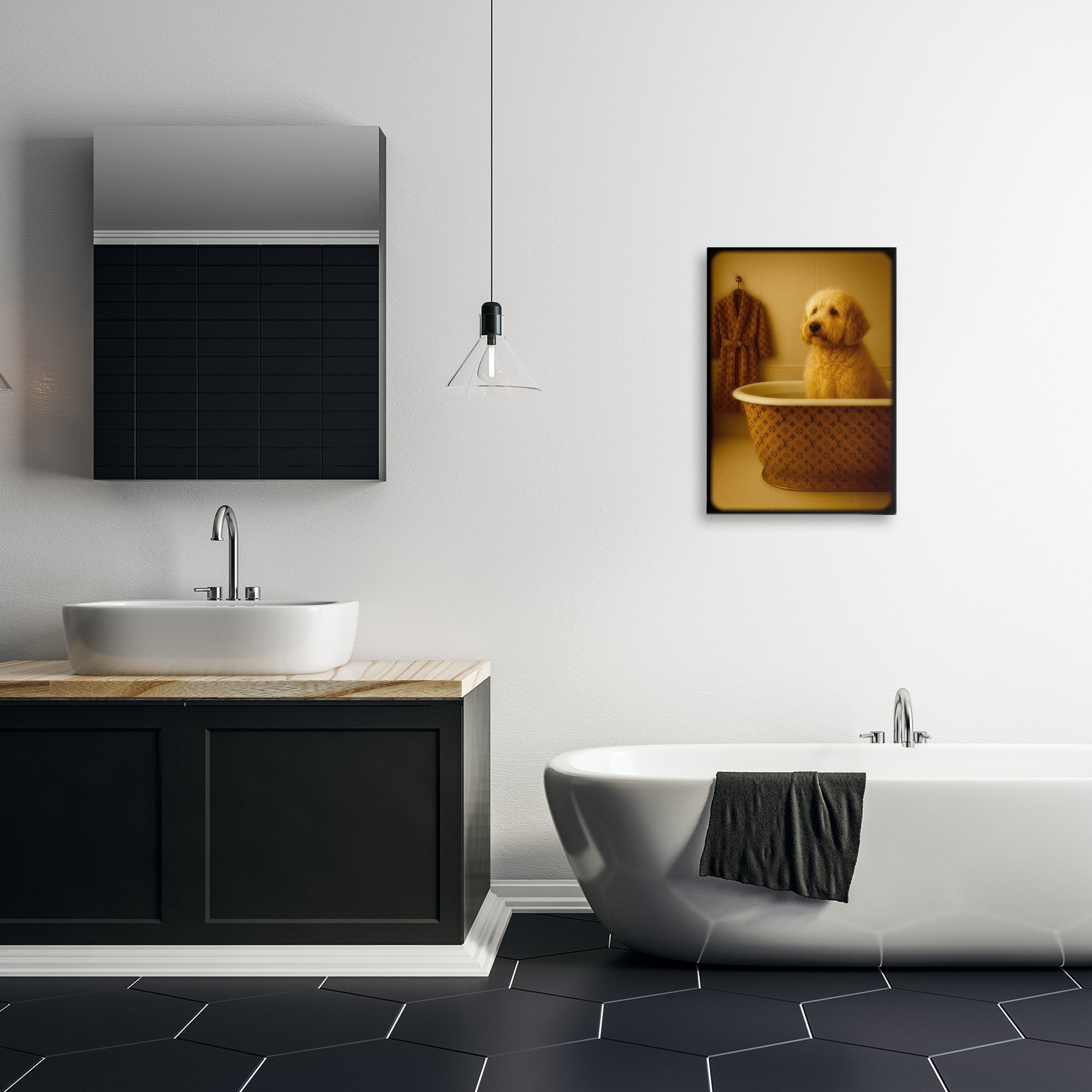 Stupell Industries Couture Dog in Luxury Tub Canvas Wall Art, design by Grotto Studios