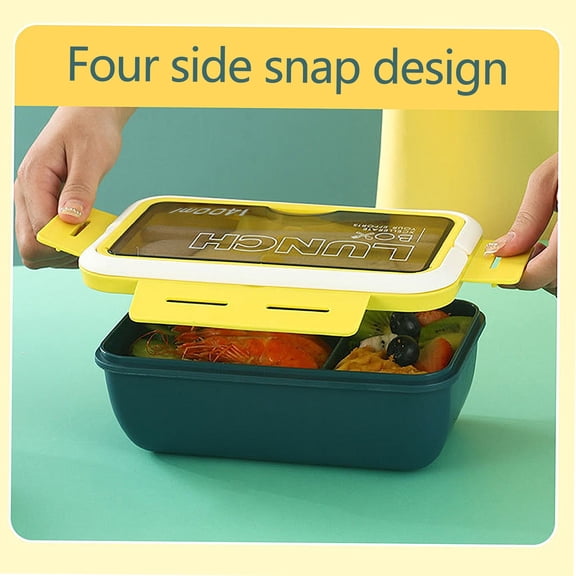 Guoxxzi Bento Lunch Box, Plastic Lunch Box Preservation Box Microwave Heating Sealed Insulation Lunch Box With Tableware 1400ML, Blue