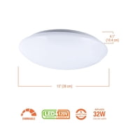Cooper Lighting Halo 15 In. CCT LED Low Profile Round Flush Mount Ceiling Light Fixture — Heavy-Duty Construction, Professional Use