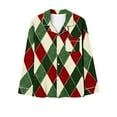 thumbnail image 5 of Lorytime Christmas Pjs Set for Women Plaid Long Sleeved Collared Tops Elastic Waist Pants Cozy Sleepwear, 5 of 7