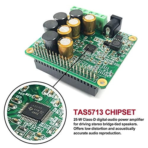 RPI HiFi AMP HAT TAS5713 Amplificador Módulo de audio 25W Clase D Tarj