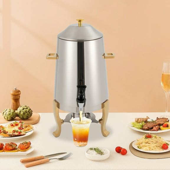Peakora Stainless Steel Hot Beverage Dispenser, Hot Drinks Dispenser, Coffee Chafer, Insulated Thermal Hot and Cold Beverage Dispenser with Spigot for Hot Tea & Coffee, Cold Milk