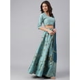 thumbnail image 4 of Janasya Indian Women's Sea Green Poly Silk Gold Print Lehenga Choli With Dupatta, 4 of 8