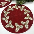 thumbnail image 2 of Set of 6, Christmas Special beaded placemat, 14 inch, gifts, holly berry design, red white gold, 2 of 4