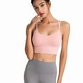 thumbnail image 3 of SWSMCLT Women's Sexy Crop Top Crop Top Cami Backless Scoop Neck Cropped Top Workout Padded Soft Criss Cross Summer Pink 10, 3 of 4