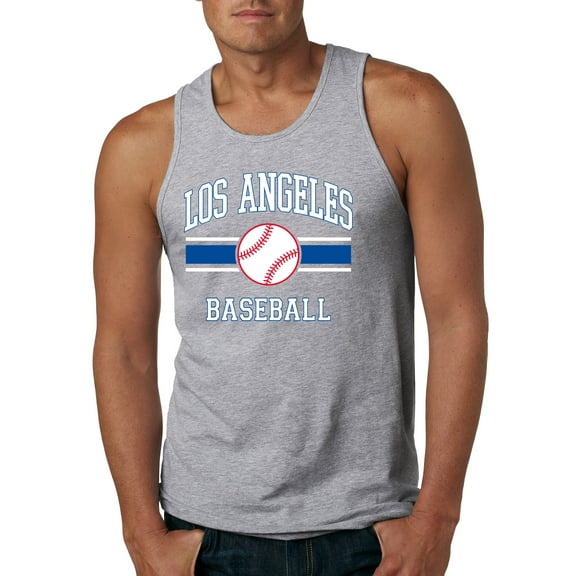 Wild Bobby City of Los Angeles LA Baseball Fantasy Fan Sports Men's Tank Top, Heather Grey, Medium