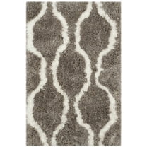 SAFAVIEH Barcelona Melinda Geometric Shag Area Rug, Silver/Ivory, 2' x 3'