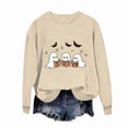 thumbnail image 4 of Womens Cropped Halloween Sweatshirts Fashion Ghost Graphic Pullover Shirts Cute Long Sleeve Trendy Clothes Gray, L, 4 of 4