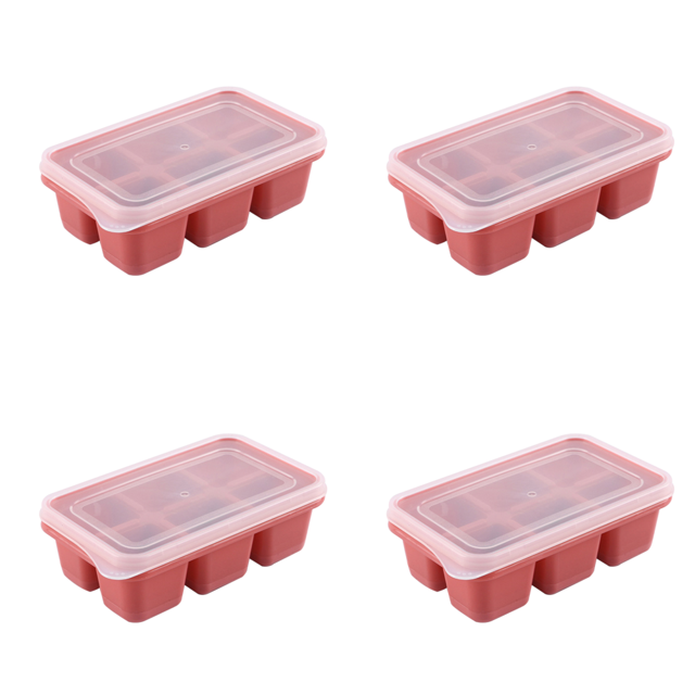 Molde Hielo Cuadrado Silicona Con Tapa Accesorio Bandeja DIY () Rosa