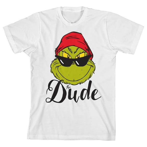 The Grinch Dude Disguise Youth Boy White Short Sleeve Tee-Large