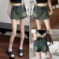 thumbnail image 6 of Women's High Waisted Denim Shorts Sexy Stretchy Jean Cargo Hot Pants Casual Summer Shorts Button Short Jeans Going Out Vacation Bottoms with Pockets, 6 of 8