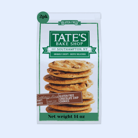 Tate’s Gluten-Free Chocolate Chip Cookies, 2 Pack (7 oz Bags, 14 oz Total) – Crisp, Buttery Goodness