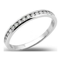 LOVEBLING 0.30 Carats (ctw) 14K White Gold 16-Stone Diamond Wedding Anniversary Band Ring, Channel Machine Setting (6.5)