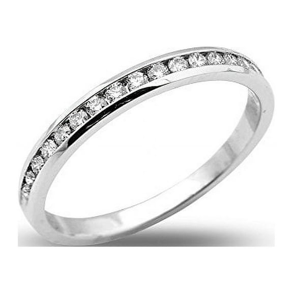 LOVEBLING 0.30 Carats (ctw) 14K White Gold 16-Stone Diamond Wedding Anniversary Band Ring, Channel Machine Setting (6.5)