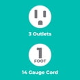 thumbnail image 6 of KMC Mini Power Strip, 3-Outlet, 5-Pack, 1-Foot Cord, Black, 6 of 8