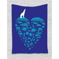 thumbnail image 1 of Polar Bear Tapestry, Polar Bear Standing on an Icea Floe Designed as Abstract Heart Print, Wall Hanging for Bedroom Living Room Dorm Decor, 40W X 60L Inches, Indigo Teal White, by Ambesonne, 1 of 2