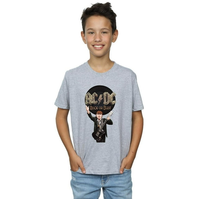 AC/DC T-Shirt en Coton pour Garçons Rock Or Bust Angus Young