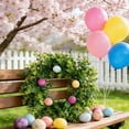 thumbnail image 5 of FYHALE Easter Wreath Spring Eucalyptuss Leaf Colorful Egg Vines Circles Simulation Green Plants Home Festival Party Wedding Decoration, 5 of 6