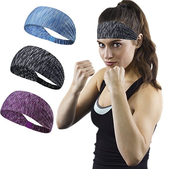 Hisgeru 3 Colors Elastic Polyester Workout Headbands for Women Men Sports Exercise