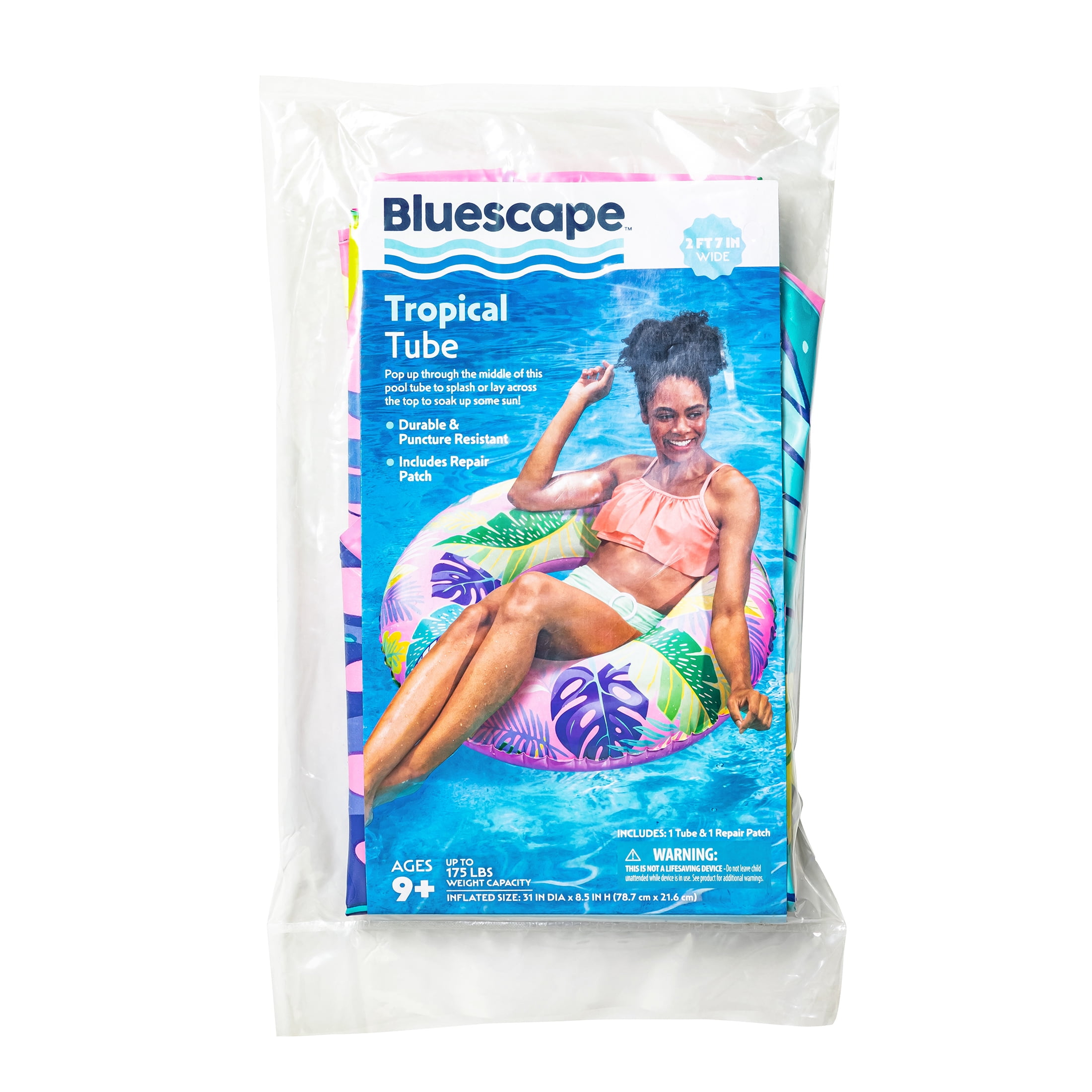(3 pack) Bluescape Pink Tropical Inflatable Swim Tube Pool Float, for Kids & Adults, Age 9 & up, Unisex