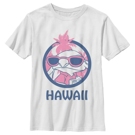 Boy's Lilo & Stitch Pink Sunglasses Stitch  Graphic Tee White X Large