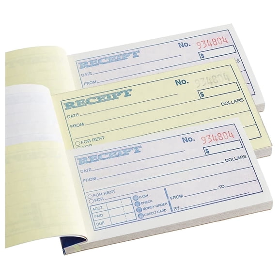 1InTheOffice Money and Rent Receipt, 2-3/4 x 5-3/8 Inches, 2-Parts, Carbonless, White/Canary, 50 Sets per Book (3 Books)