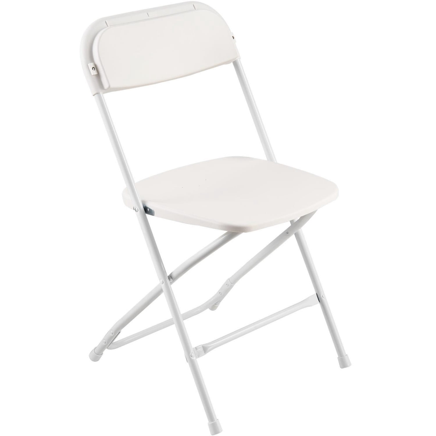 Folding Chairs Set of 4, Plastic Folding Chairs with Heavy-Duty Metal Frame, Portable Stackable Chairs for Indoor Outdoor Home, Garden, Parties, Events, White